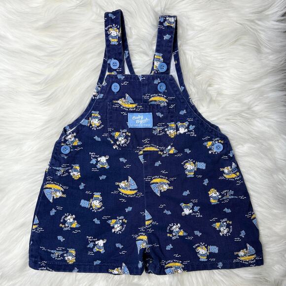 VTG Baby B’gosh OshKosh Vestback Shorts Overalls Shortalls USA 12M Puppy Pirate - Picture 1 of 8